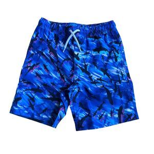 Land’s End Blue Cool Sharks Swim Trunks Shorts Drawstring Boys XS 4-5 NWOT